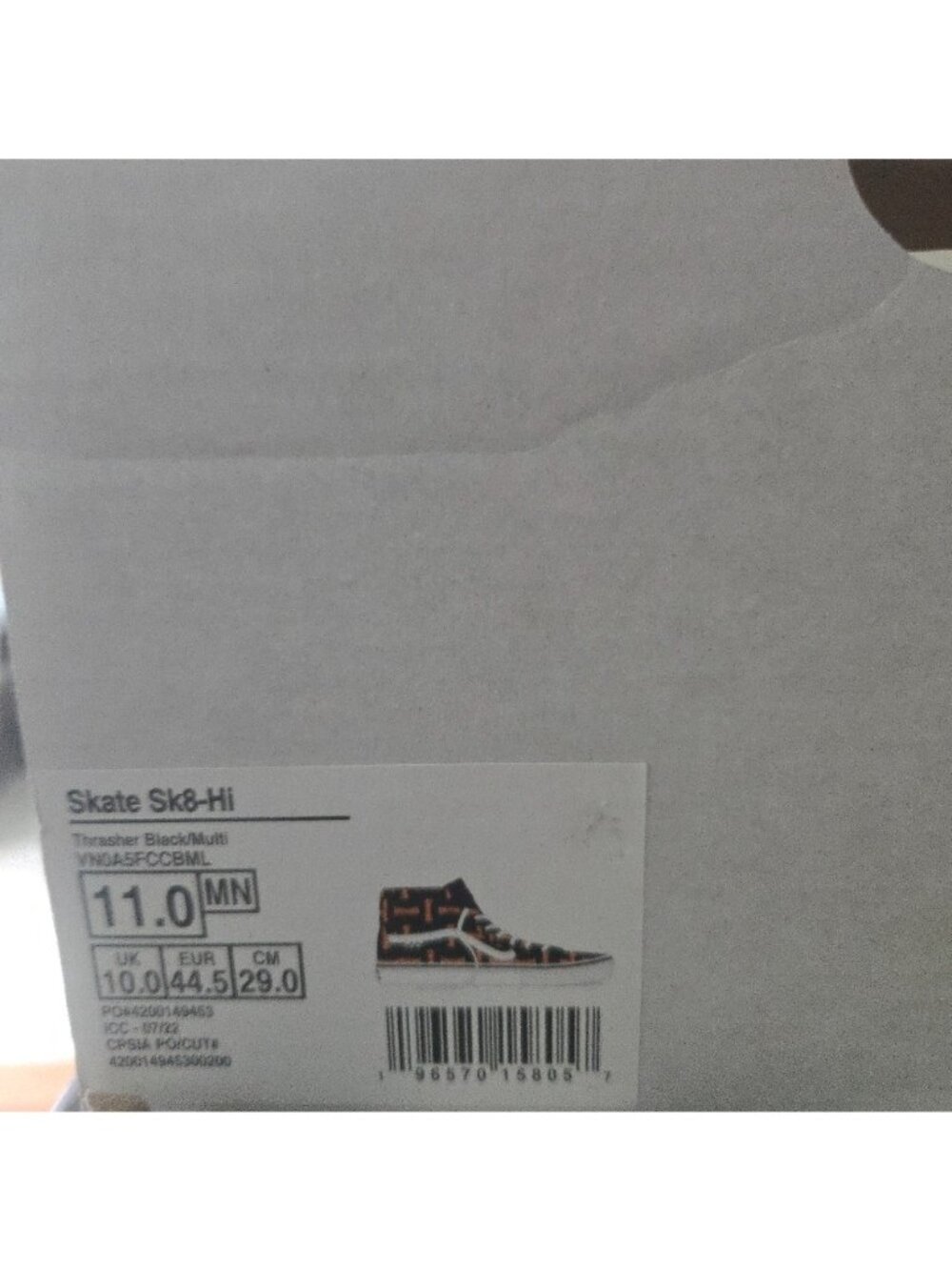 Vans Thrasher Skate Sk8 Hi Men Logo Flame Black new Popcush Pro 1026 - Picture 8 of 8